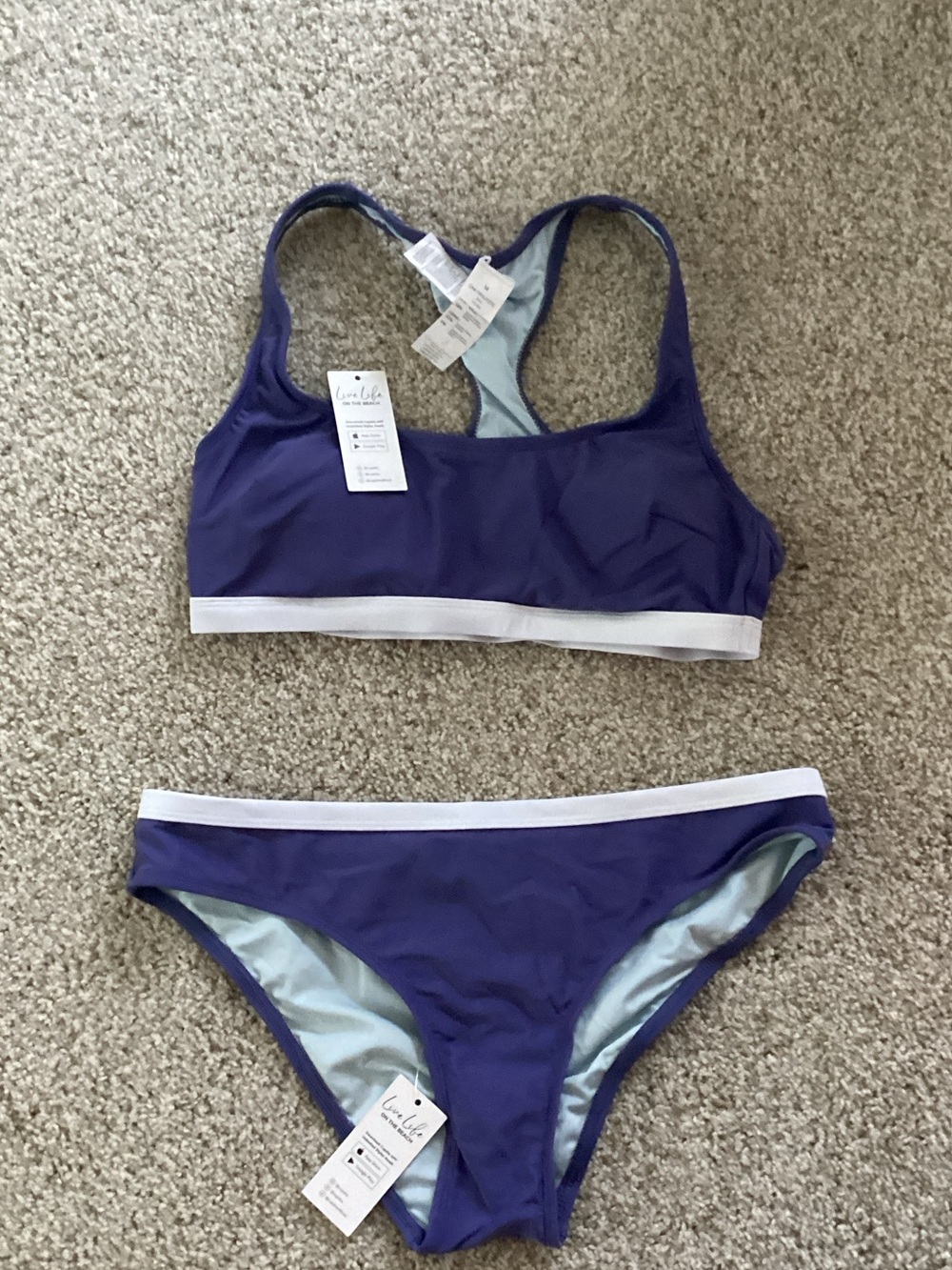 Cupshe Purple & White Sport Bikini Set
